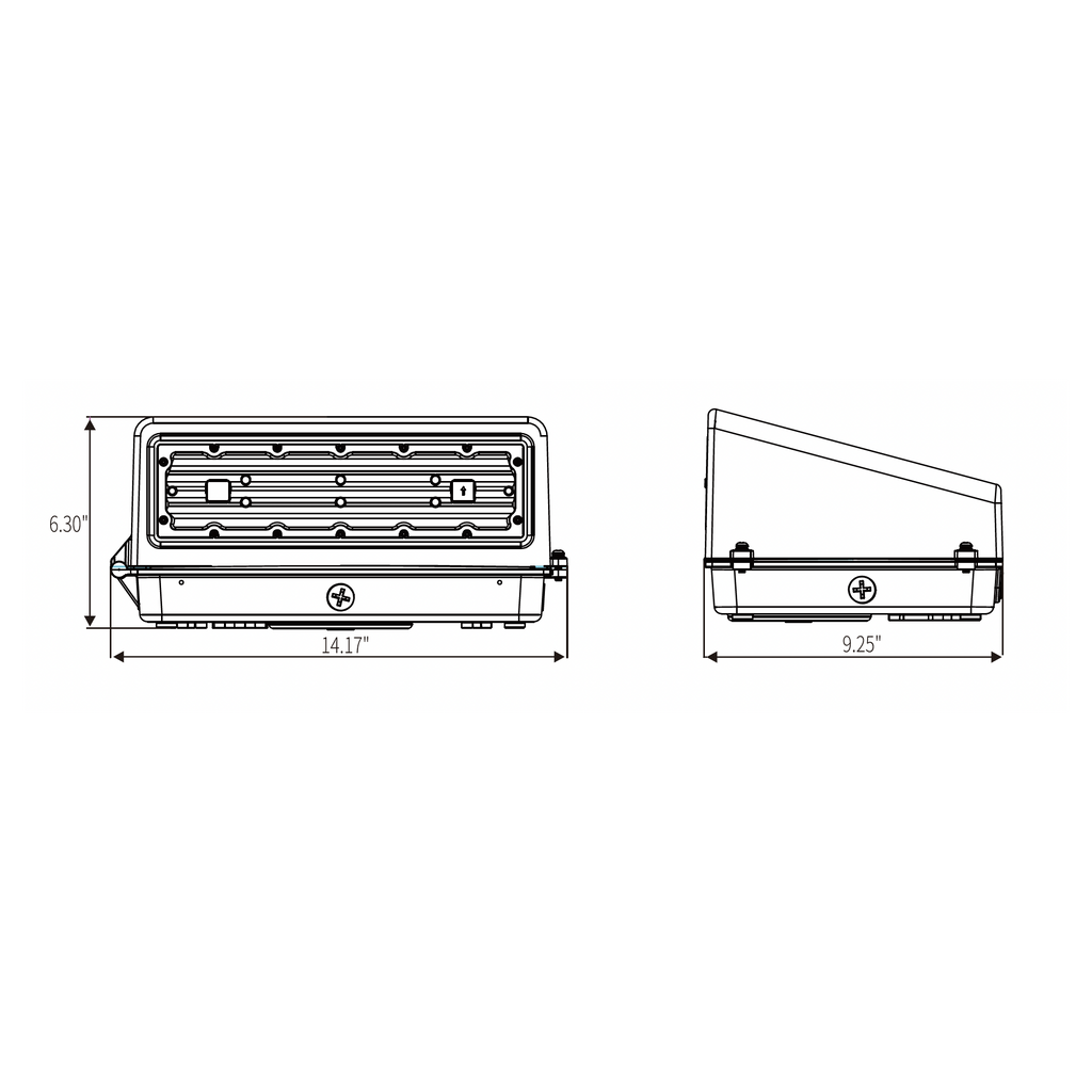 80W Full Cut Off LED Wall Pack 11,200 Lumen 5000K, Photocell, Dimmable