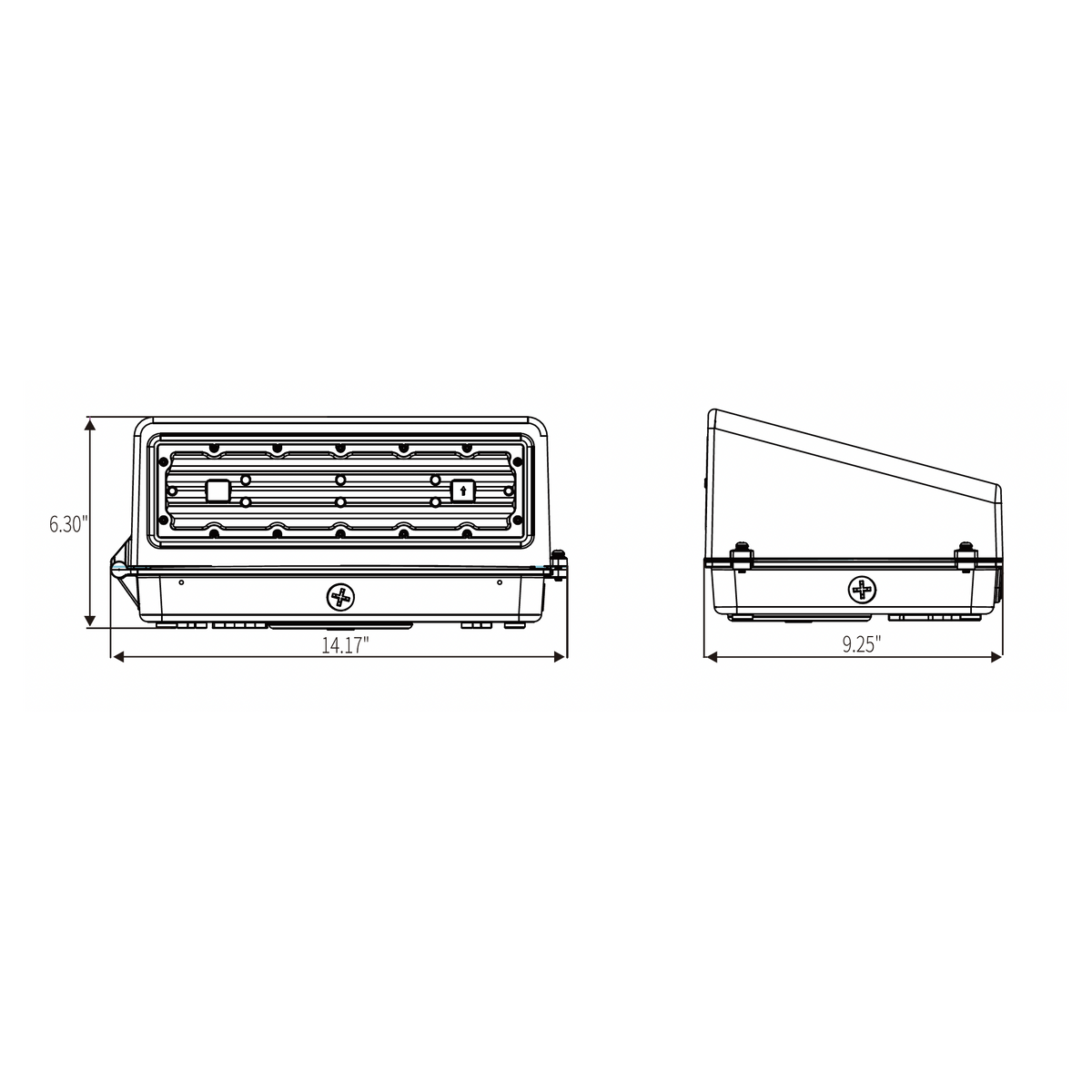 80W Full Cut Off LED Wall Pack 11,200 Lumen 5000K, Photocell, Dimmable