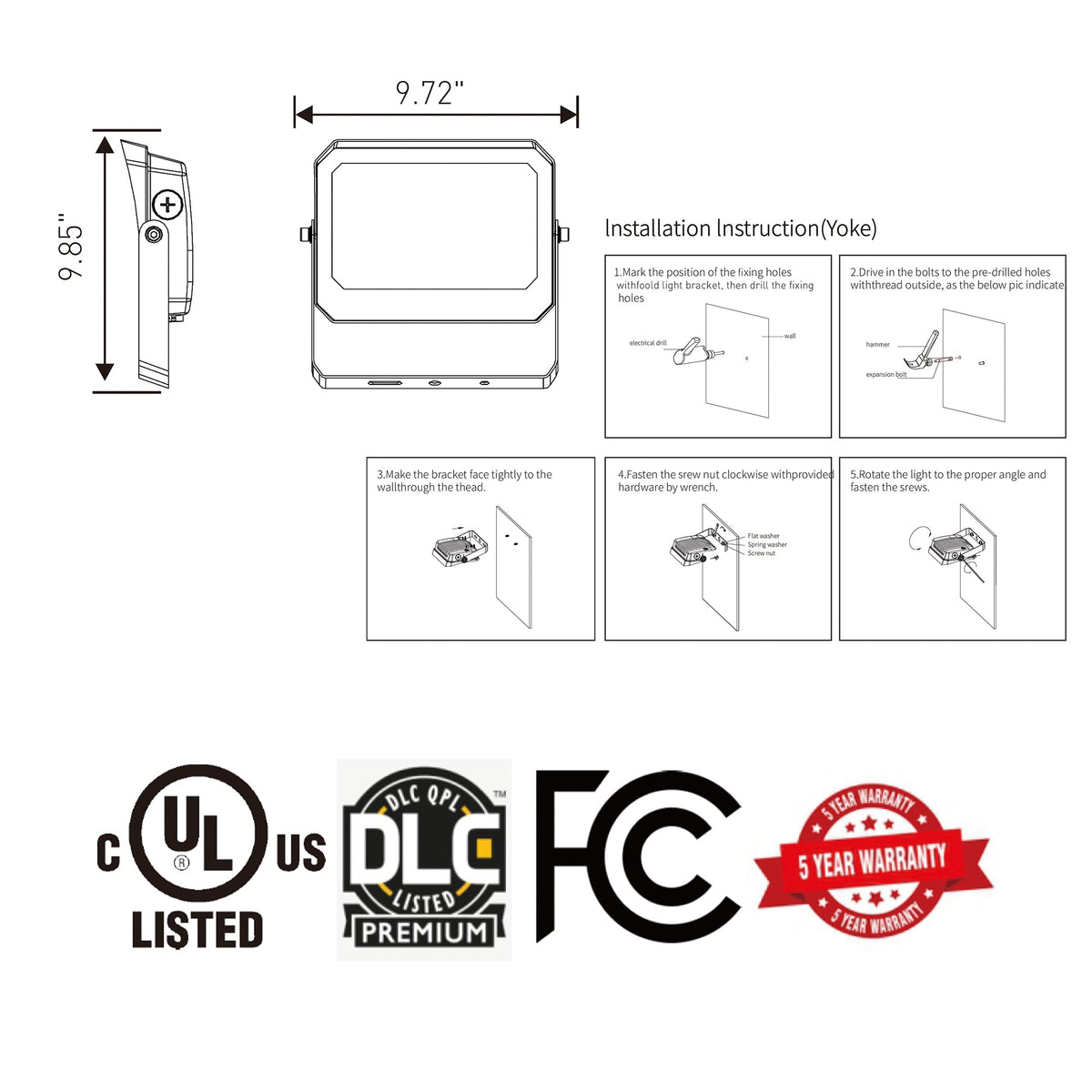 LED HammerHead Up to 80W - Adjustable Flood Wall Pack - 10,800 Lumens